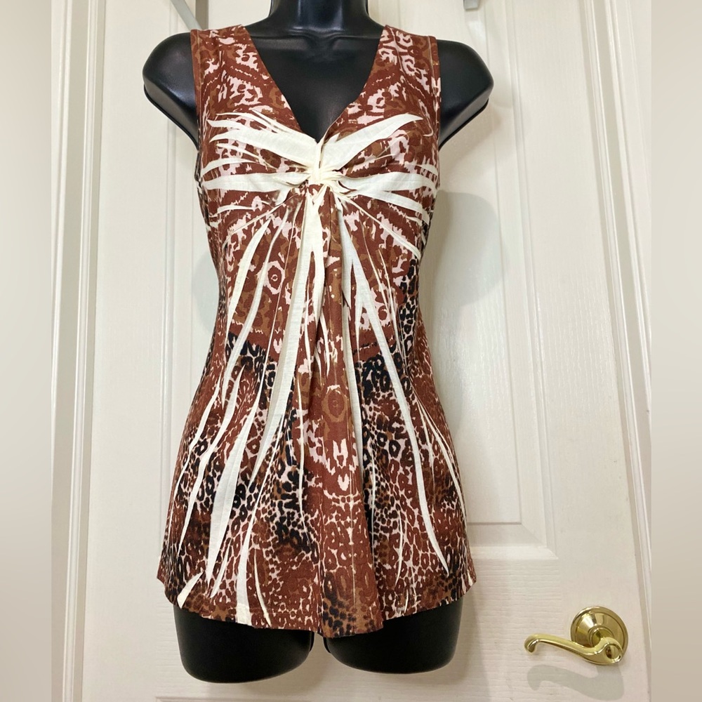 Miss Tina by Tina Knowles Medium Size Sleeveless Animal Print Top
